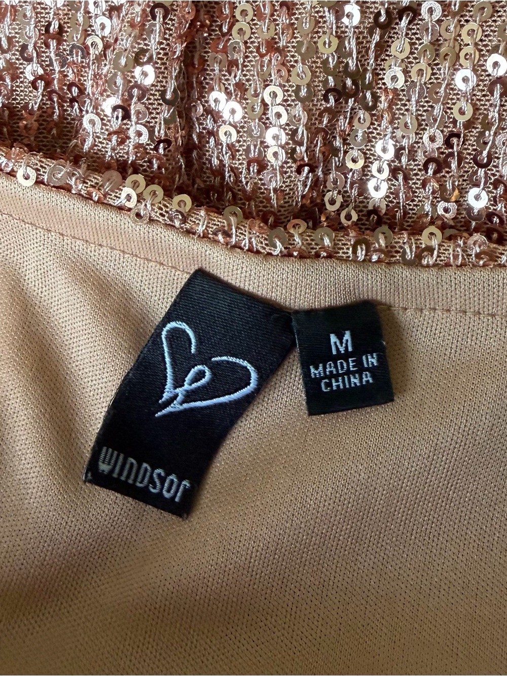 Windsor Rose Gold Sequin Mermaid Formal Gown Dress Pageant Special Occasion M - Picture 4 of 4
